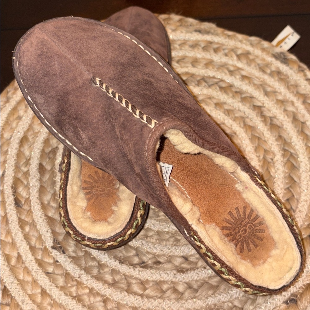 Ugg Australia Brown Leather And Sheepskin Clogs Size 8 EUC - Picture 9 of 12